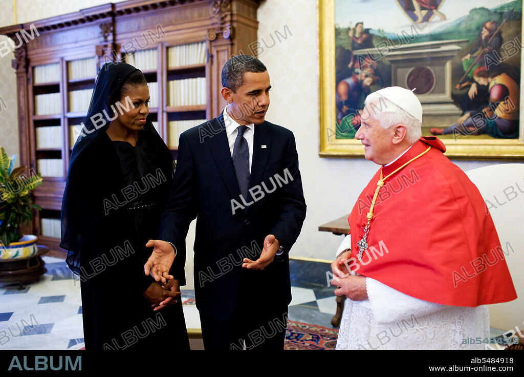 President Barack Obama  and First Lady Michelle Obama meet with Pope Benedict XVI at the Vatican on July 10, 2009.  .