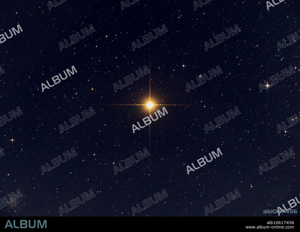 Antares, Alpha Scorpii. Often referred to as 'the heart of the scorpion' is on average the fifteenth-brightest star in the night sky, and the brightest object in the constellation of Scorpius. Distinctly reddish/orange when viewed with the naked eye, Antares is a slow irregular variable star that ranges in brightness from apparent magnitude +0.6 to +1.6. Antares is a red supergiant, a large evolved massive star and one of the largest stars visible to the naked eye. Its exact size remains uncertain, but if placed at the centre of the Solar System, it would reach to somewhere between the orbits of Mars and Jupiter. Its mass is calculated to be around 12 times that of the Sun. Antares appears as a single star when viewed with the naked eye, but it is actually a binary star. The brighter of the pair is the red supergiant, while the fainter is a hot main sequence star of magnitude 5.5. Antares is located approximately 550 light years away from Earth. Image taken on 06-04-2021.