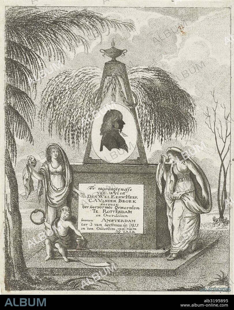 Portrait of C.A. Vanden Broeck on a tomb, Jacob Hugo Hoedt, 1811 - 1813.
