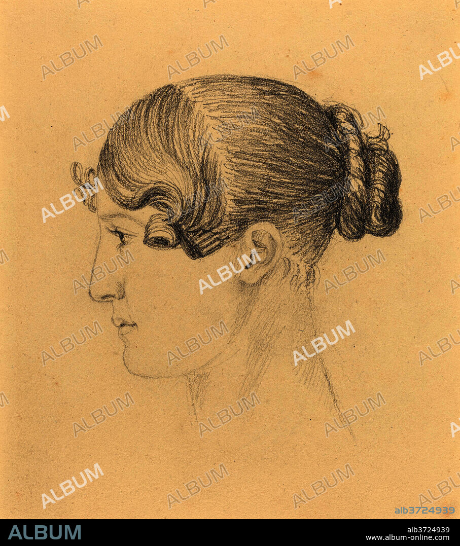 JOHN FLAXMAN. Head of a Woman (Theresa Turner?). Dimensions: overall: 20.4 x 17.7 cm (8 1/16 x 6 15/16 in.). Medium: graphite on wove paper.