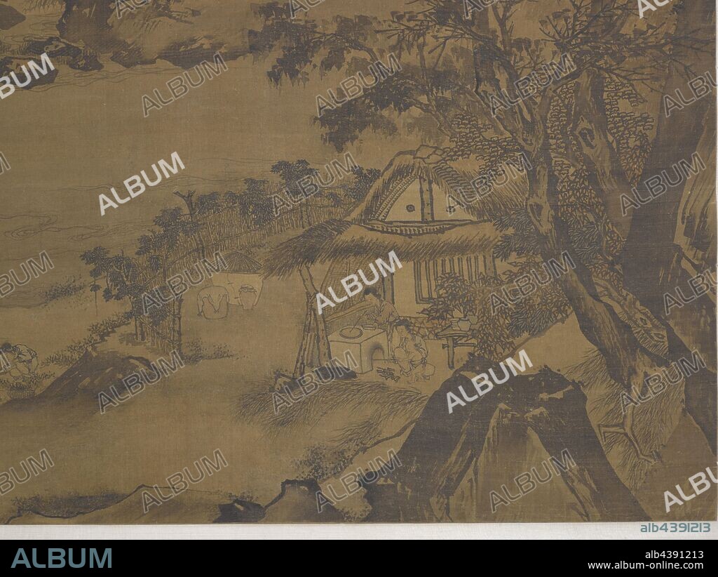 farmer gardening, Follower of Dai Jin (Chinese, 1388-1462), Ming dynasty, 14th-15th centuries, ink and color on silk, 54-5/8 x 36-3/4 in. (image) 117-1/2 x 43-1/8 in. (overall), Signed: Qiantang Dai Wenjin 2 seals: Wenjin zhi yin; Jing'an 2 seals of Emperor Qianlong, 1735-1796, Asian Art.