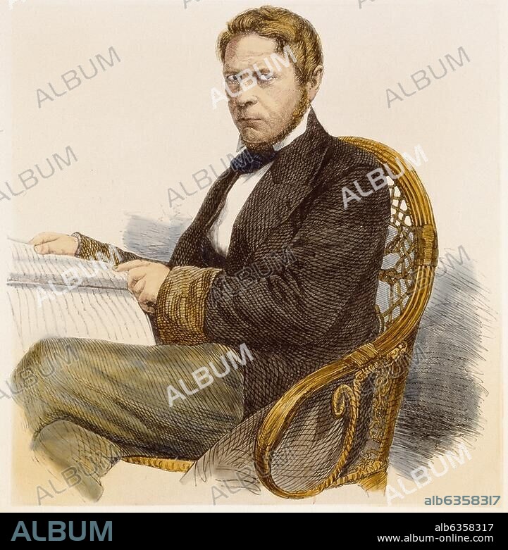 Droysen, Johann Gustav. 6.7.1808 (Treptow a. d. Rega) - 19.6.1884. (Berlin). Historiker und Politiker. - Porträt. Holzstich nach Photographie, 1872, spätere Kolorierung.