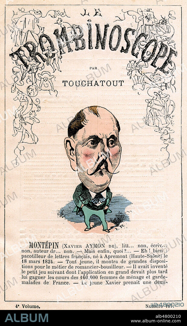 Xavier Aymond de MONTEPIN (1823-1902). Caricature anonyme pour le Trombinoscope n°187 vers 1875. Credit : Collection KHARBINE-TAPABOR.