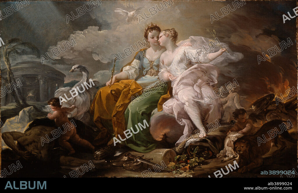 CORRADO GIAQUINTO. Allegory of Peace and Justice. Date/Period: From 1753 until 54. Oil paintings. Oil on canvas.