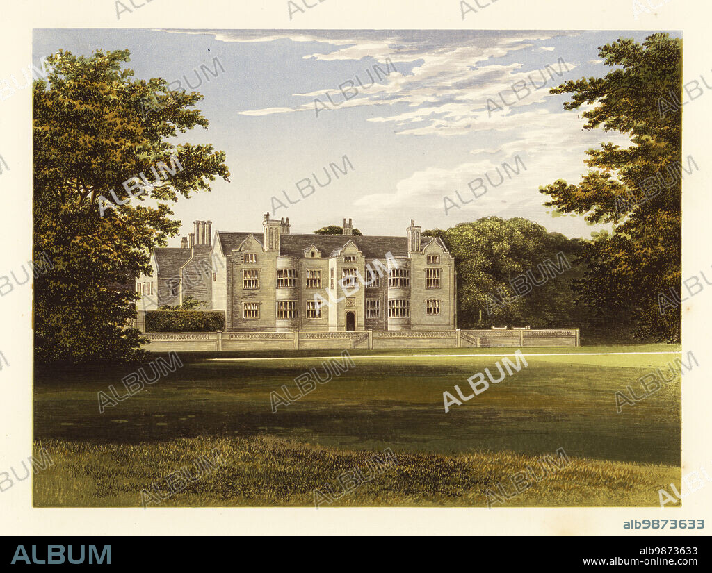 Glynde Place, Sussex, England. Elizabethan manor house built in 1569 and renovated by John Trevor in the 17th century. Home of Henry Robert Brand, MP. Colour woodblock by Benjamin Fawcett in the Baxter process of an illustration by Alexander Francis Lydon from Reverend Francis Orpen Morriss A Series of Picturesque Views of the Seats of Noblemen and Gentlemen of Great Britain and Ireland, William Mackenzie, London, 1880.