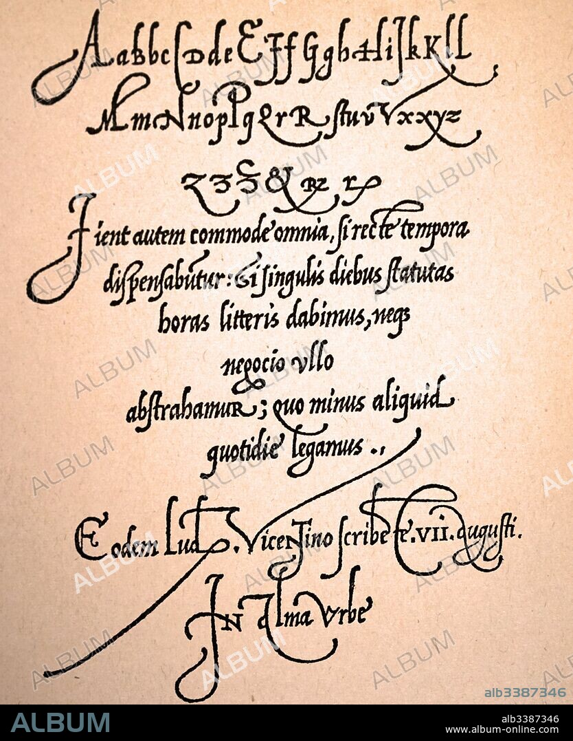 Page from 'Operina' by Ludovico Vicentino degli Arrighi (1475-1527) a papal scribe and type designer in Renaissance Italy. Dated 16th Century.