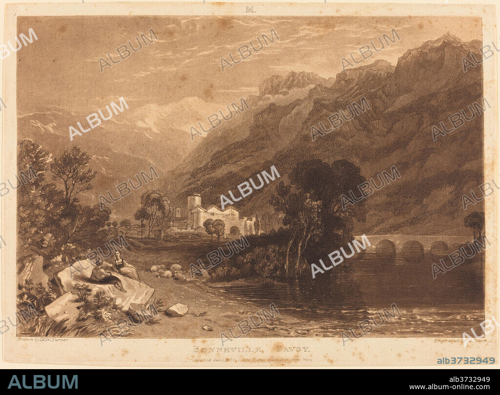 JOSEPH MALLORD WILLIAM TURNER AND HENRY EDWARD DAWE. Bonneville. Dated: published 1816. Medium: etching and mezzotint.