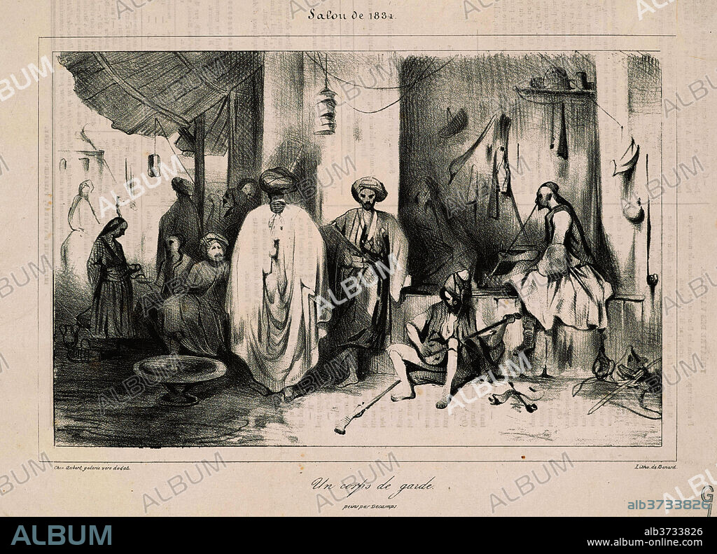 HONORé DAUMIER. Un corps de garde peint par Decamps. Dated: 19th century. Medium: lithograph.