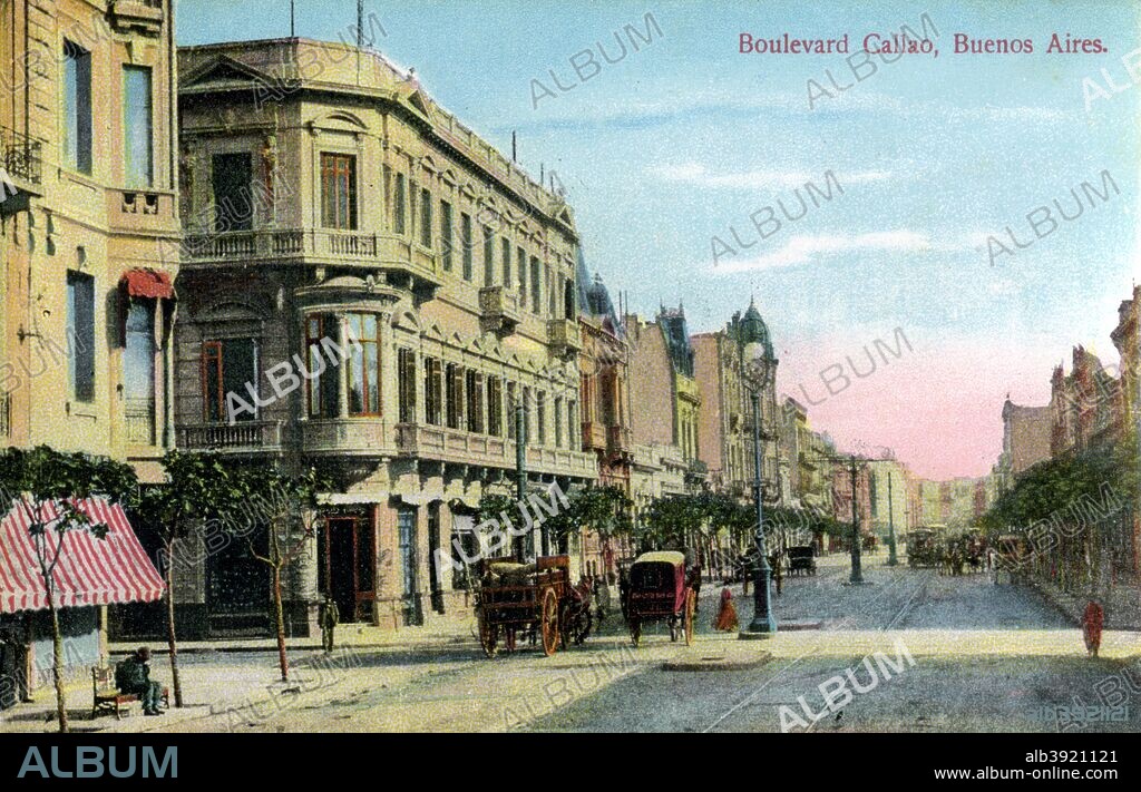 Boulevard Callao, Buenos Aires, Argentina, late 19th or early 20th century(?).