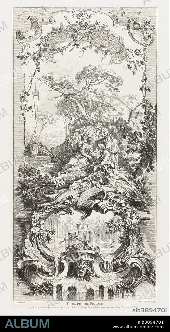 CHARLES-NICOLAS COCHIN THE YOUNGER. Screen Design: Triomphe de Pomone [Triumph of Pomona] from Nouveaux Morceaux pour des paravents [New Concepts for Screens]. Date/Period: 1740. Print. Etching and engraving on white laid paper.