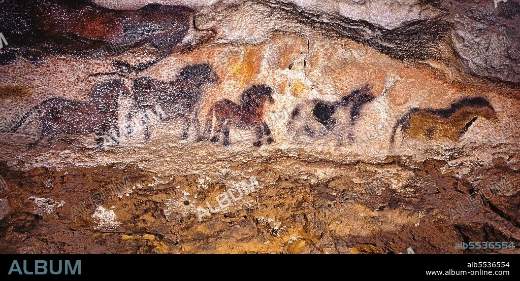 Lascaux is the setting of a complex of caves in southwestern France famous for its Paleolithic cave paintings. The original caves are located near the village of Montignac, in the department of Dordogne. They contain some of the best-known Upper Paleolithic art. These paintings are estimated to be 17,300 years old. They primarily consist of images of large animals, most of which are known from fossil evidence to have lived in the area at the time. In 1979, Lascaux was added to the UNESCO World Heritage Sites list along with other prehistoric sites in the Vézère valley.