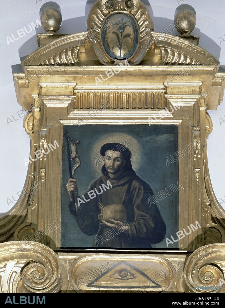 FRANCISCO PACHECO. DETALLE DEL RETABLO DE LA IGLESIA DE SANTA MARIA MAGDALENA - SAN FRANCISCO DE ASIS - 1612 - BARROCO ESPAÑOL.