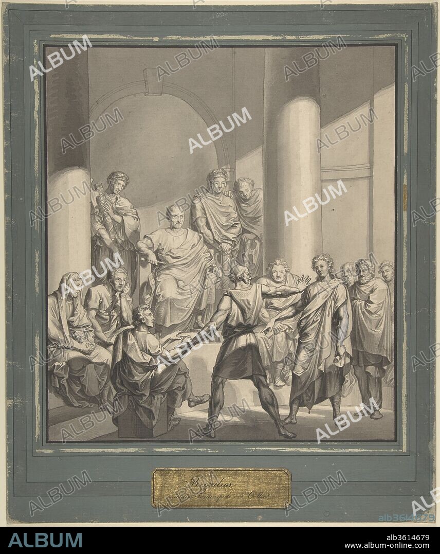 Assembly of Roman Figures, from Regulus, a play by Collin. Artist: Franz von Hauslab the Younger (Austrian, Vienna 1798-1883). Dimensions: sheet: 13 7/16 x 11 7/8 in. (34.1 x 30.2 cm). Date: 19th century.