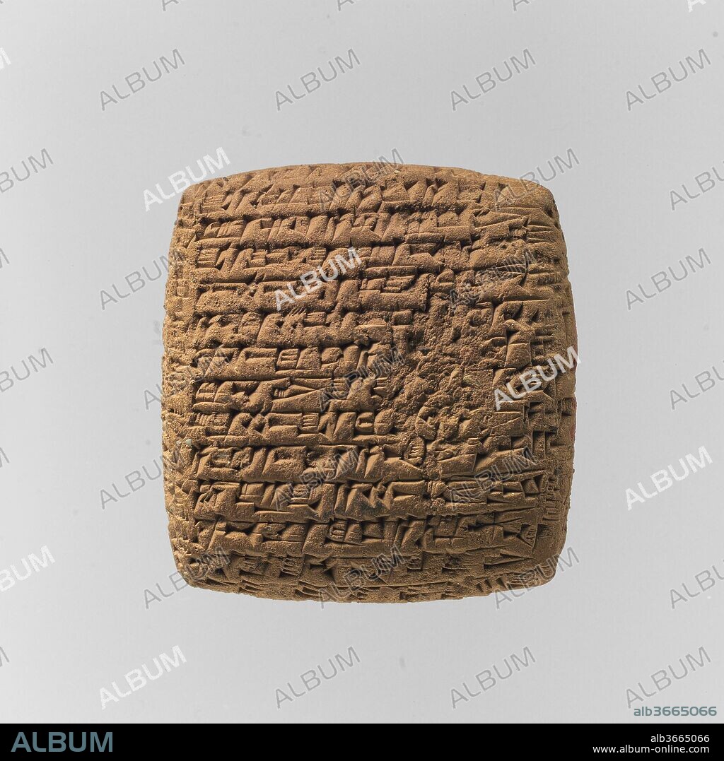 Cuneiform tablet: private letter. Culture: Old Assyrian Trading Colony. Dimensions: 5.3 x 5 x 2 cm (2 1/8 x 2 x 3/4 in.). Date: ca. 20th-19th century B.C..
Kültepe, the ancient city of Kanesh, was part of the network of trading settlements established in central Anatolia by merchants from Ashur (in Assyria in northern Mesopotamia) in the early second millennium B.C. Travelling long distances, and often living separately from their families, these merchants traded vast quantities of goods, primarily tin and textiles, for Anatolian copper and other materials. Although the merchants adopted many aspects of local Anatolian life, they brought with them Mesopotamian tools used to record transactions: cuneiform writing, clay tablets and envelopes, and cylinder seals. Using a simplified version of the elaborate cuneiform writing system, merchants tracked loans as well as business deals and disputes, and sent letters to families and business partners back in Ashur. At Kültepe, thousands of these texts stored in household archives were preserved when fire destroyed the city in ca. 1836 B.C. Because the tablets document the activities of Assyrian merchants, they provide a glimpse into the complex and sophisticated commercial interactions that took place in the Near East during the beginning of the second millennium B.C.
This tablet is one of the many letters that come from Kültepe and attest to the communication of merchants across long distances. In the cuneiform text, which reads left to right, Ilabrat-bani writes to Amur-ili, a transporter from a well-known merchant family, to update him concerning textiles delivered to another trading settlement, to request garments for himself, and to offer advice for travel. Writing covers the entire surface of the tablet, including the sides. Small tablets with crammed writing are common at this time, probably because these messages - along with items for trade - had to be carried across long distances.