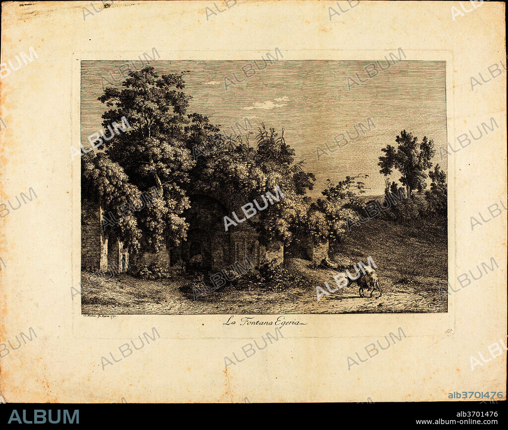JACOB WILHELM MECHAU. La Fontana Egeria. Dated: 1792. Dimensions: plate: 27.9 x 37.1 cm (11 x 14 5/8 in.)  sheet: 39 x 49 cm (15 3/8 x 19 5/16 in.). Medium: etching on laid paper.
