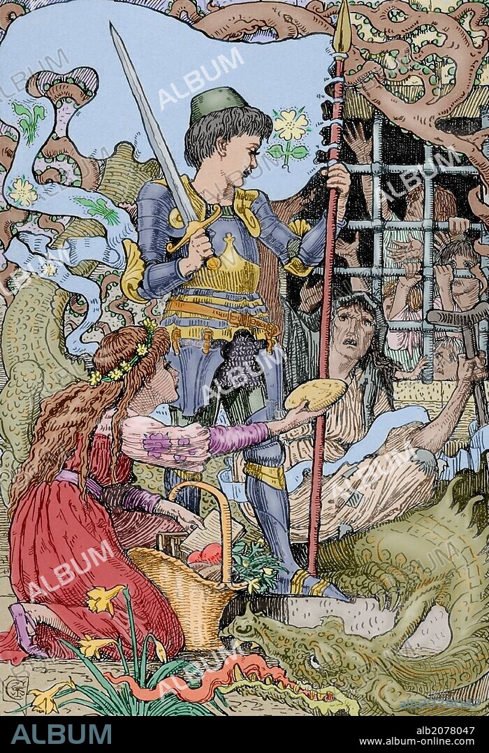 Walter Crane (1845-1915). English artist. Illustration of The Young King. The Iberian Illustration, 1898. Colored.