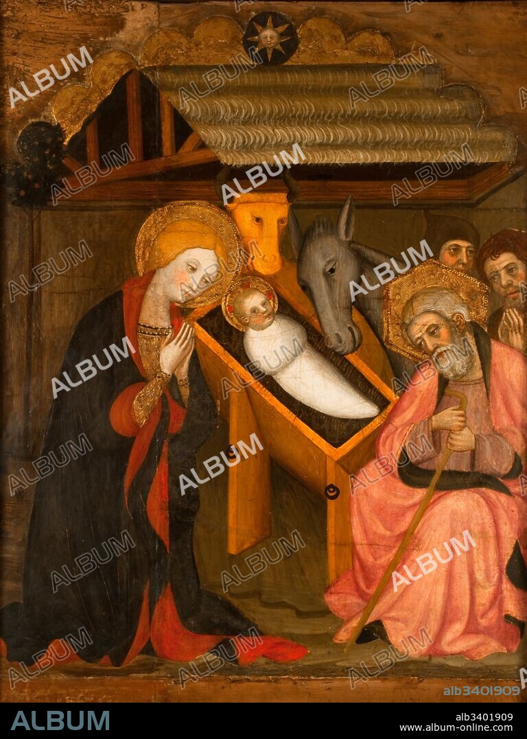 Pere Serra / "The Nativity", altarpiece of Sant Pere de Cubells, Painting (tempera on table), 14th century, 76 x 61 cm.