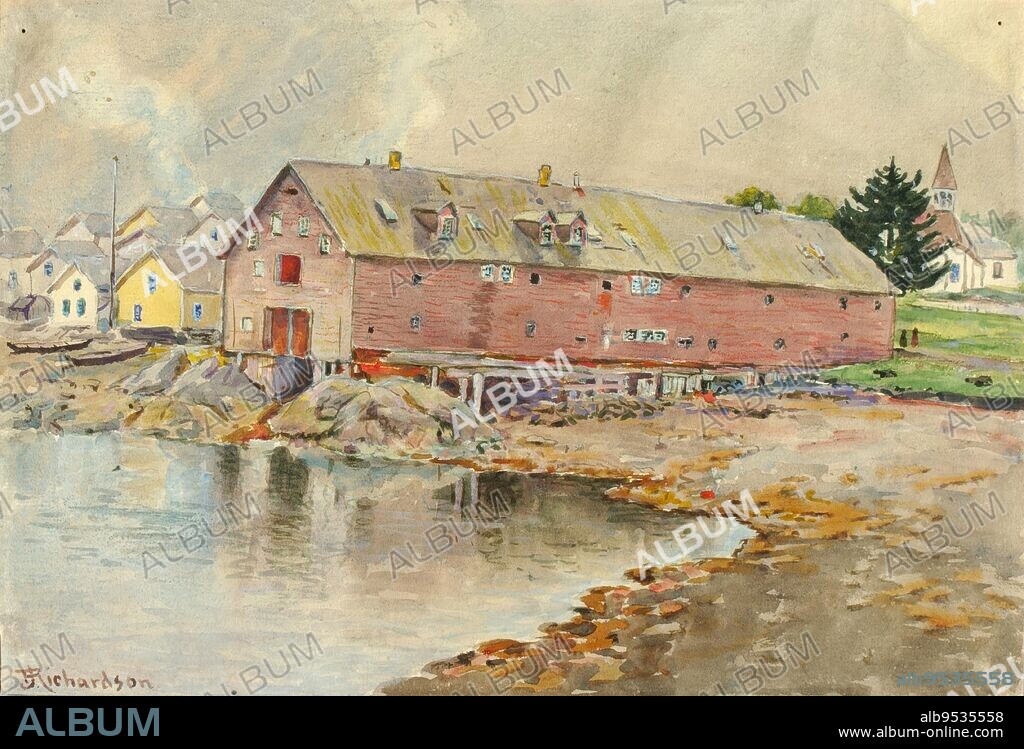 THEODORE J. RICHARDSON. The Old Warehouse, Sitka. Date: ca. 1880-1914. watercolor on paper, mounted on paperboard.