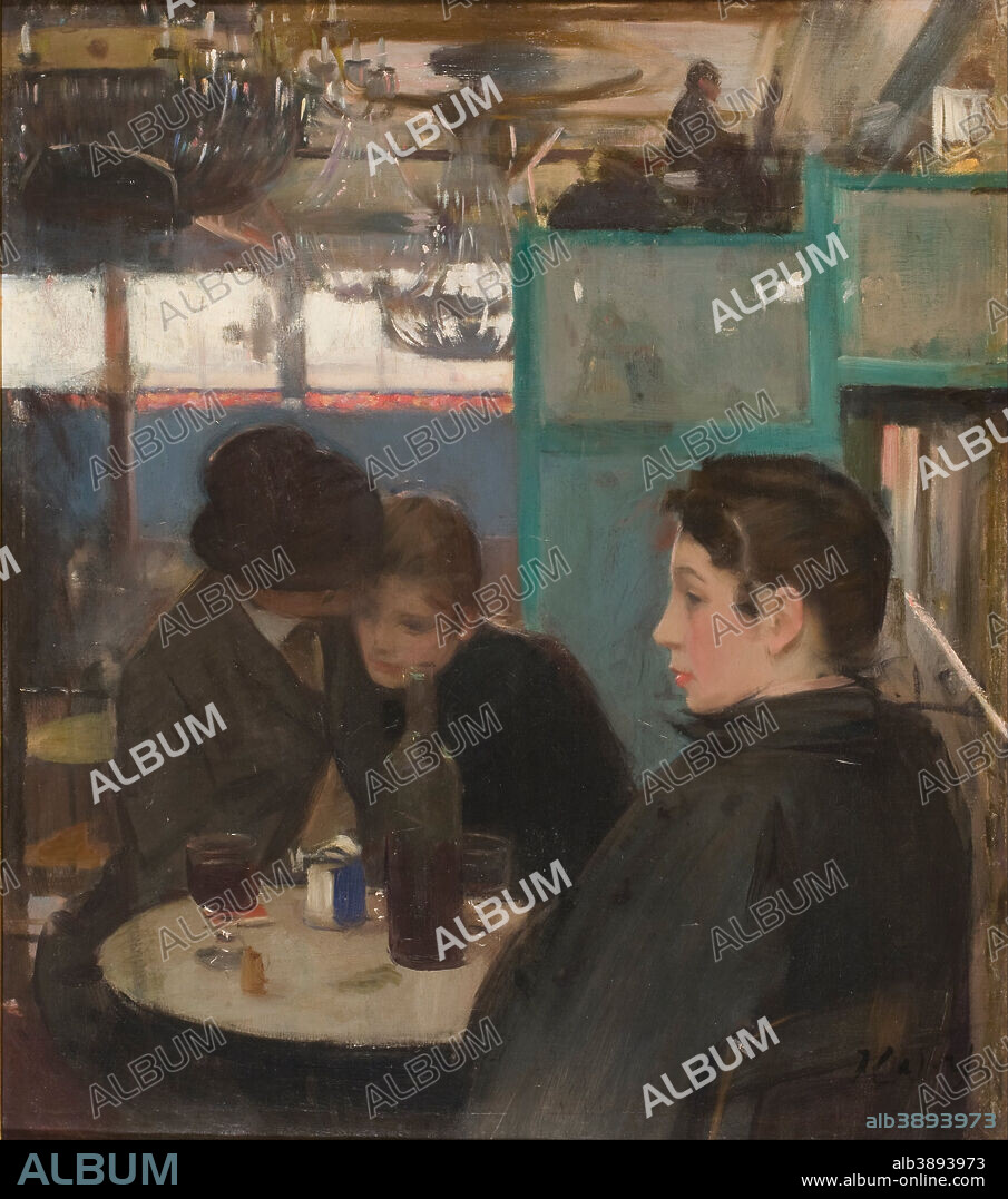 RAMON CASAS I CARBó. Moulin de la Galette Interior. Date/Period: Ca. 1890-1891. Painting. Oil on canvas. Height: 785 mm (30.90 in); Width: 690 mm (27.16 in).