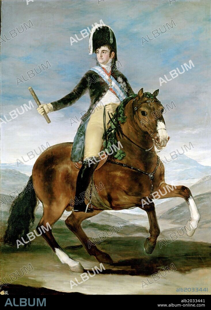 Francisco de Goya / 'Retrato ecuester de Fernando VII', siglo XIX, Óleo sobre lienzo, 285 x 205 cm.