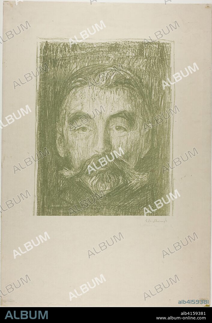 Stéphane Mallarmé. Edvard Munch (Norwegian, 1863-1944); printed by Auguste Clot (French, 1858-1936). Date: 1897. Dimensions: 373 x 292 mm (image); 637 x 438 mm (sheet). Transfer lithograph with crayon and scraping in green on cream Japanese paper. Origin: Norway.