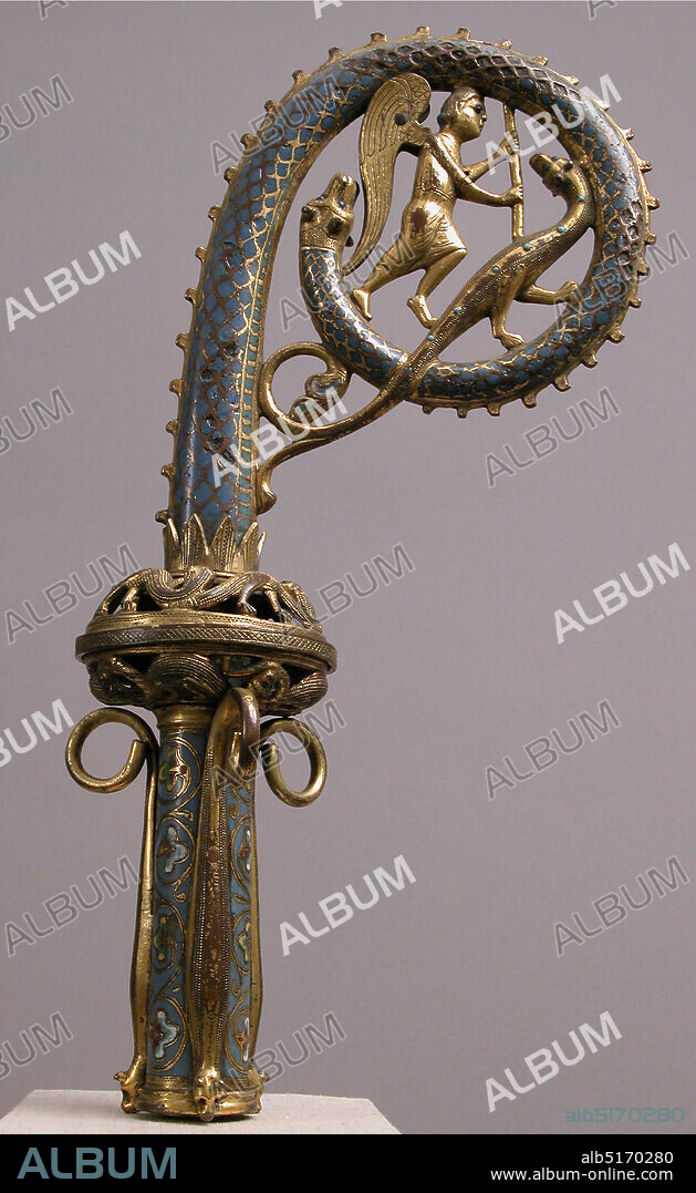 Crozier Head with Saint Michael Slaying the Dragon, French, ca. 1220-30.