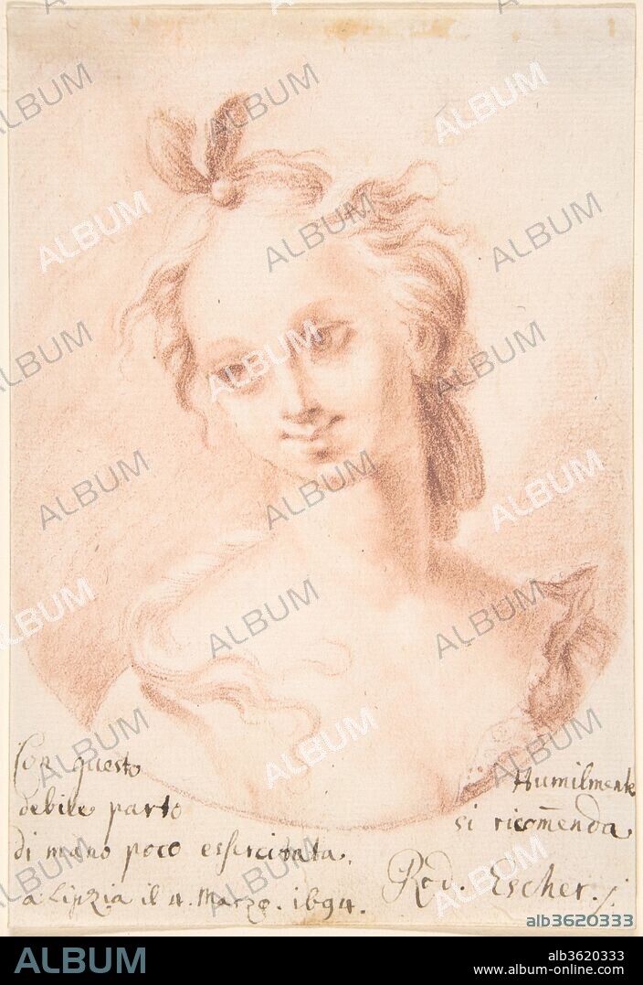 Head of a Girl. Artist: Rudolf Escher (Swiss, Zurich 1662-1721 Zurich). Dimensions: sheet: 5 7/16 x 3 5/8 in. (13.8 x 9.2 cm). Date: 1694.