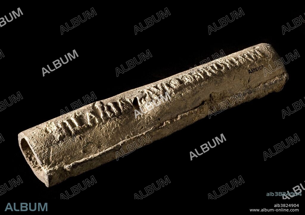 Lead water pipe, Roman, c. 1-300 CE. The inscription cast into the side of the pipe indicates that the work was undertaken by a team under an Imperial Freeman Procurator Aquarum - an official in charge of maintaining the water supply. In some Roman towns and cities, piped water supplies were installed which were of a complexity and sophistication that would not be repeated for many centuries. Unfortunately, at the time it was not realized that lead reacts with water to create toxins, some of which are harmful to the body. It also affects the taste of the water.