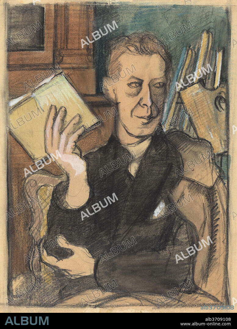 ROGER DE LA FRESNAYE. Jean Louis Gampert. Dated: c. 1920. Dimensions: overall (approximate): 25.3 x 23.4 cm (9 15/16 x 9 3/16 in.). Medium: black crayon, graphite and watercolor.