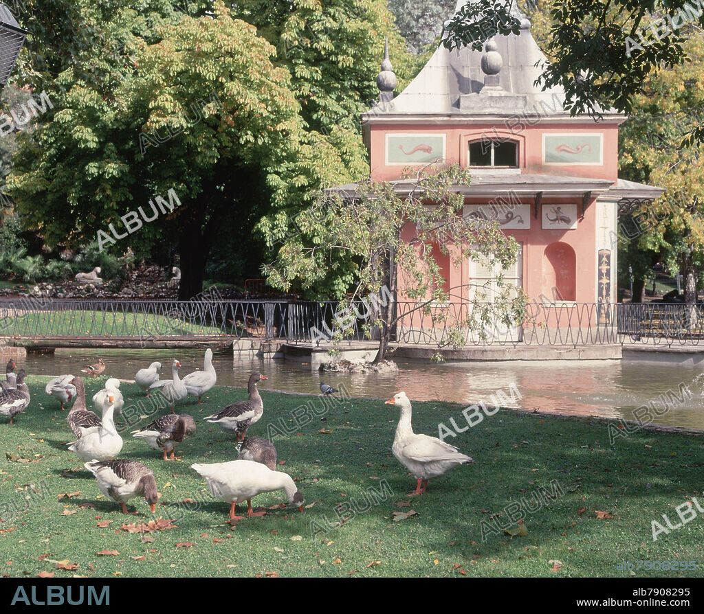 ISIDRO GONZÁLEZ VELÁZQUEZ. CASITA DEL PESCADOR EN MEDIO DEL ESTANQUE - CONSTRUIDA ENTRE 1826 Y 1830.