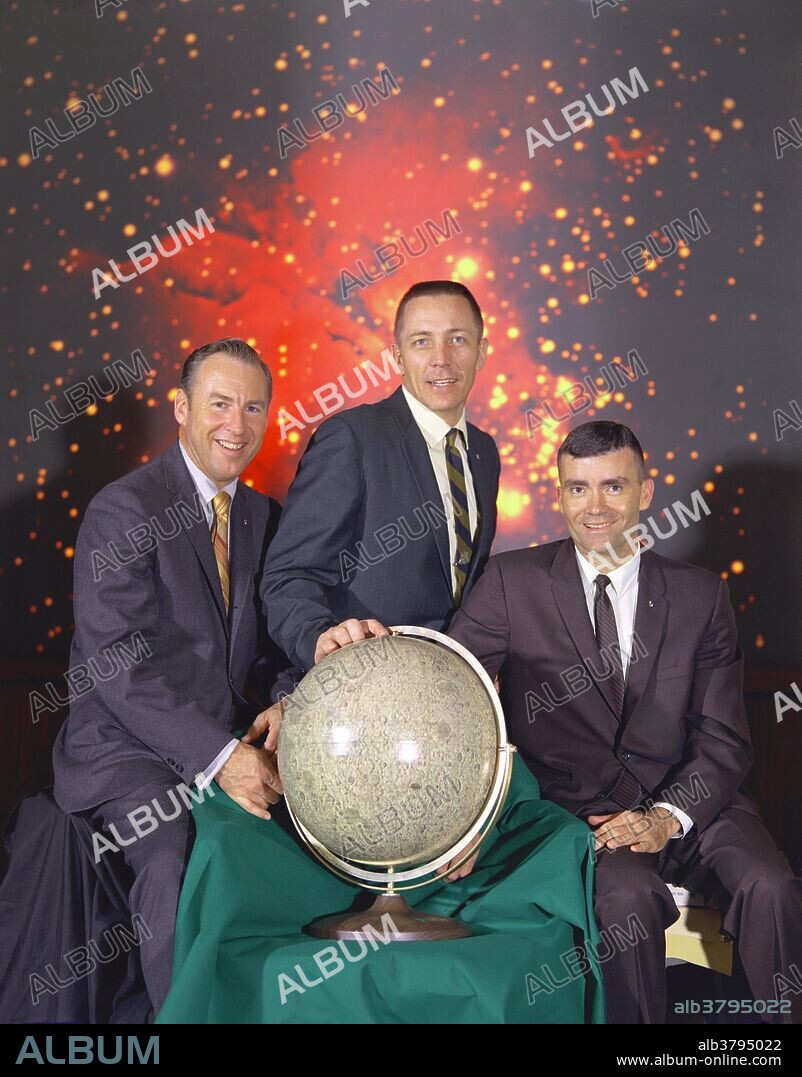 The actual Apollo 13 lunar landing mission prime crew from left to right are: Commander, James A. Lovell Jr., Command Module pilot, John L. Swigert Jr. and Lunar Module pilot, Fred W. Haise Jr. The original Command Module pilot for this mission was Thomas "Ken" Mattingly Jr. but due to exposure to German measles he was replaced by his backup, Command Module pilot, John L. "Jack" Swigert Jr.