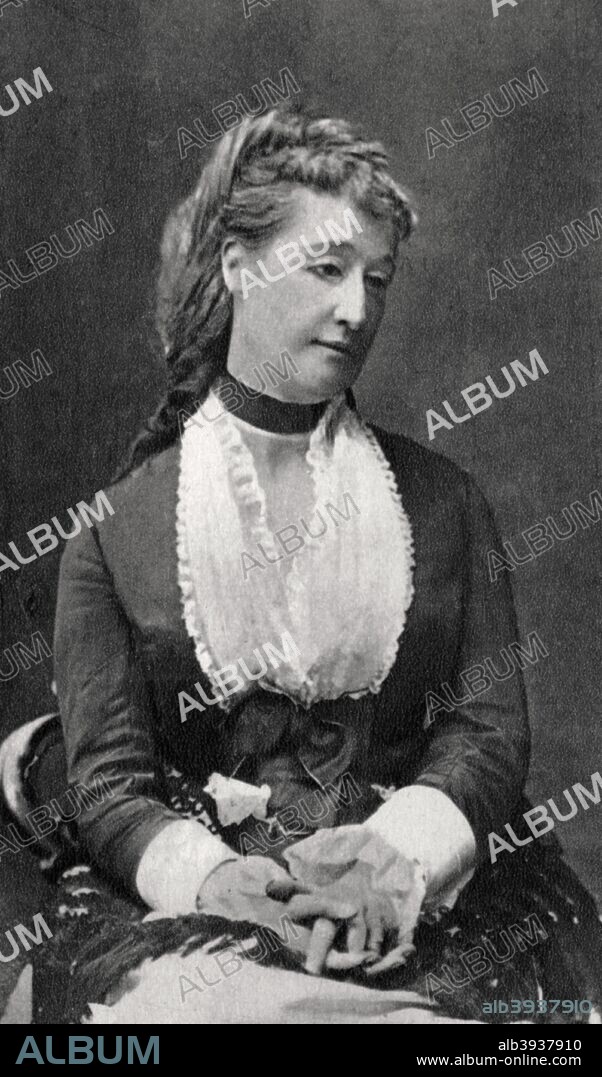 Eugenie de Montijo, Empress Consort of Napoleon III of France, c1865-1875. A Spanish noblewoman, Eugenie de Montijo (1826-1920) was the last Empress Consort of France. She married Napoleon III in 1853, but was forced into exile in England with her husband when he was overthrown after France's defeat in the Franco-Prussian War. A photograph from Album de Photographies dans L'Intimite de Personnages Illustres, 1865-1905, 4th album, Editions MD, Paris.