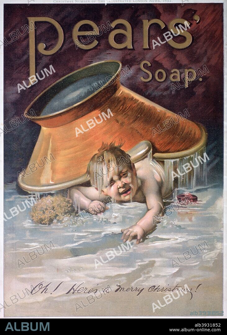 Pears soap advert, 1897. A print from the Illustrated London News, of Christmas 1897.   Rights information: Cleared for Editorial Use Only. Please Contact Us For Any Other Clearance Rights.