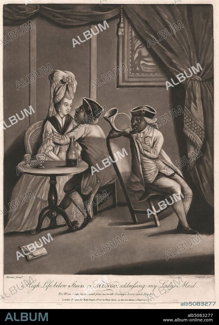 High Life Below Stairs, Print made by William Humphrey, 17451810, British, after Elias Martin, 17391818, Swedish, 1772, Mezzotint on moderately thick, moderately textured, cream laid paper, Sheet: 15 1/2 × 11 1/16 inches (39.4 × 28.1 cm), Plate: 13 7/8 × 9 7/8 inches (35.2 × 25.1 cm), and Image: 12 5/8 × 9 7/8 inches (32.1 × 25.1 cm).