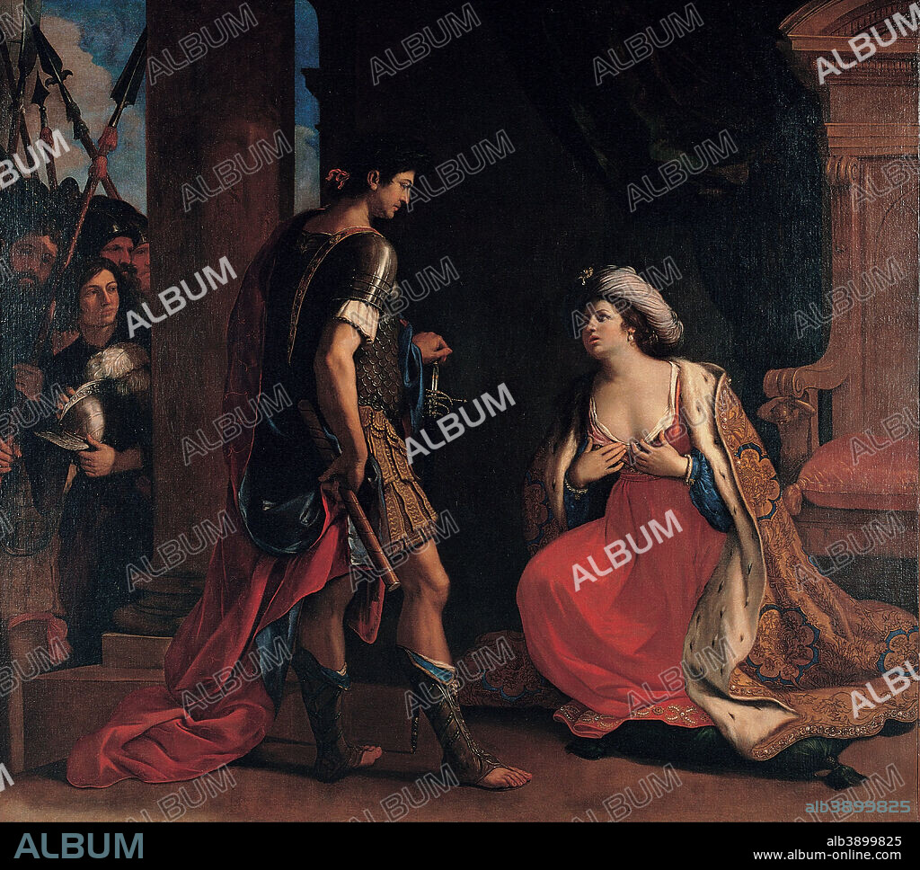 GIOVANNI FRANCESCO BARBIERI. Cleopatra and Octavian. Date/Period: 1630 - 1649. Painting. Oil on canvas. Height: 2,800 mm (110.23 in); Width: 2,500 mm (98.42 in).