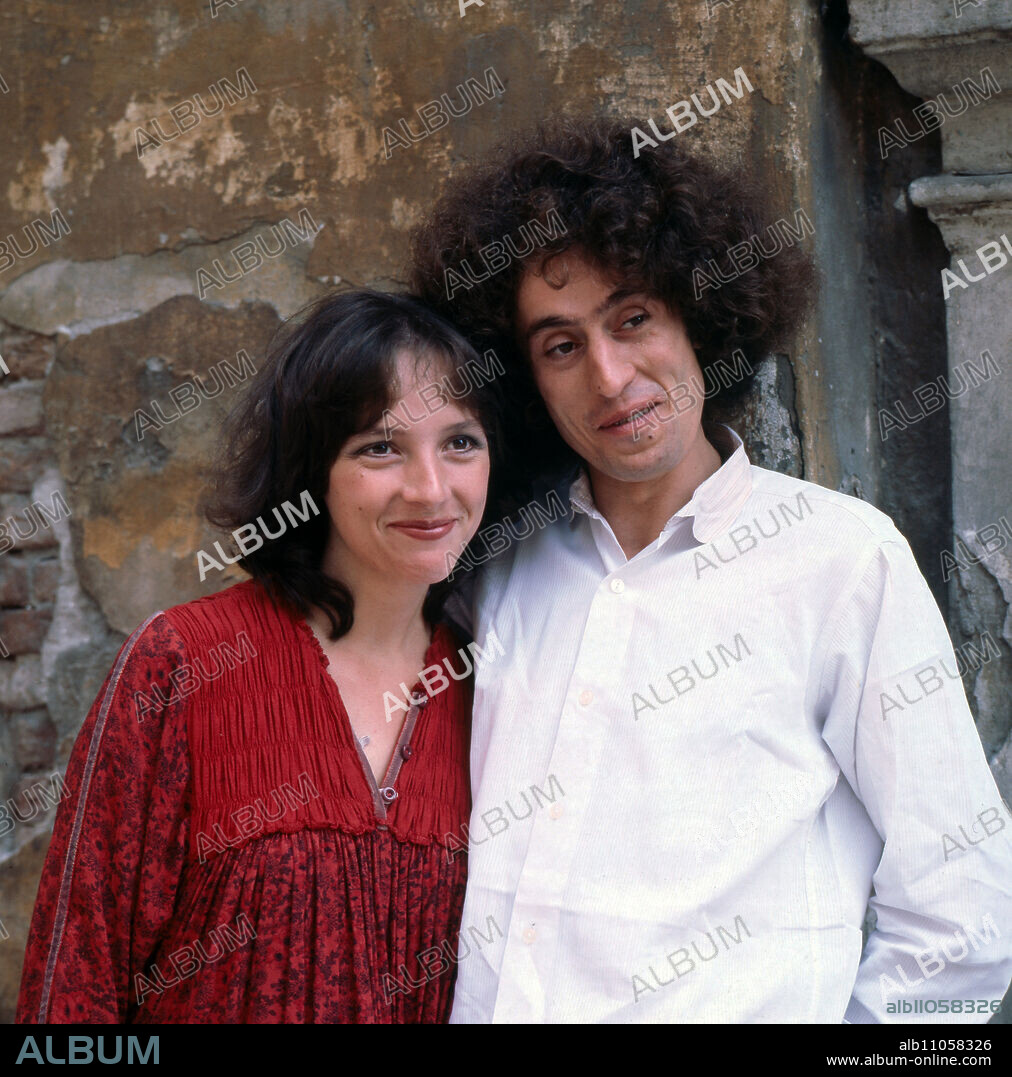 ANGELO BRANDUARDI, Italian musician and singer, a Cantautore, here with his wife, LUISA ZAPPA, who wrote many of his songs , photo 1982.