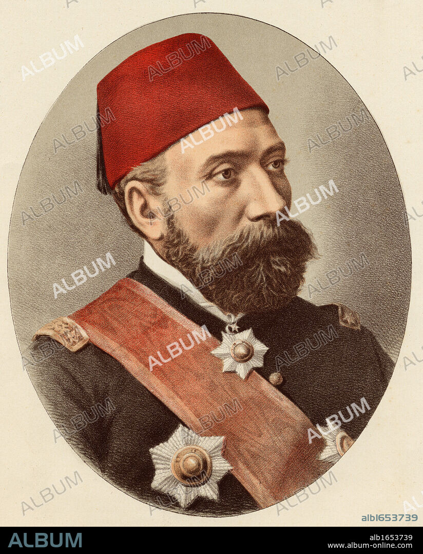 Osman Nuri Pasha or Pasa,1832-1900. Also known as Ghazi Osman Pasha. Ottoman Pasa and field marshal. From a photograph by T. Cholet.