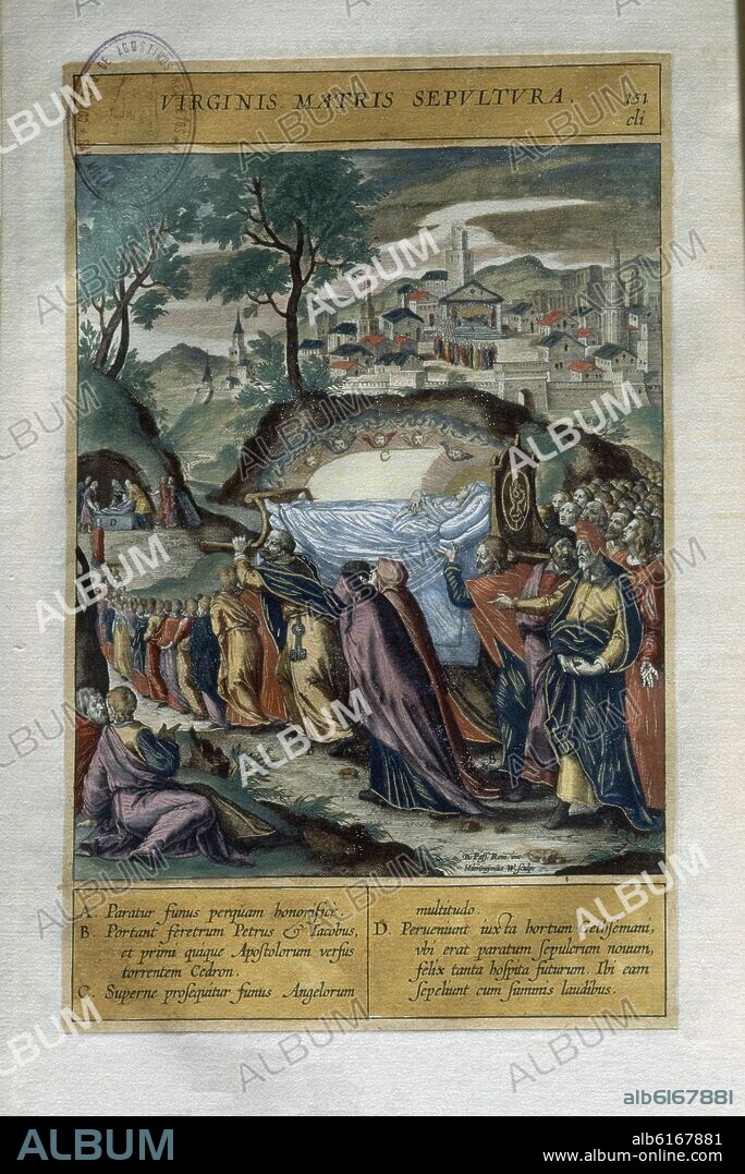 JERONIMO NADAL (1507-1580). EVANGELIARIO - ENTIERRO DE LA VIRGEN - SIGLO XVI.