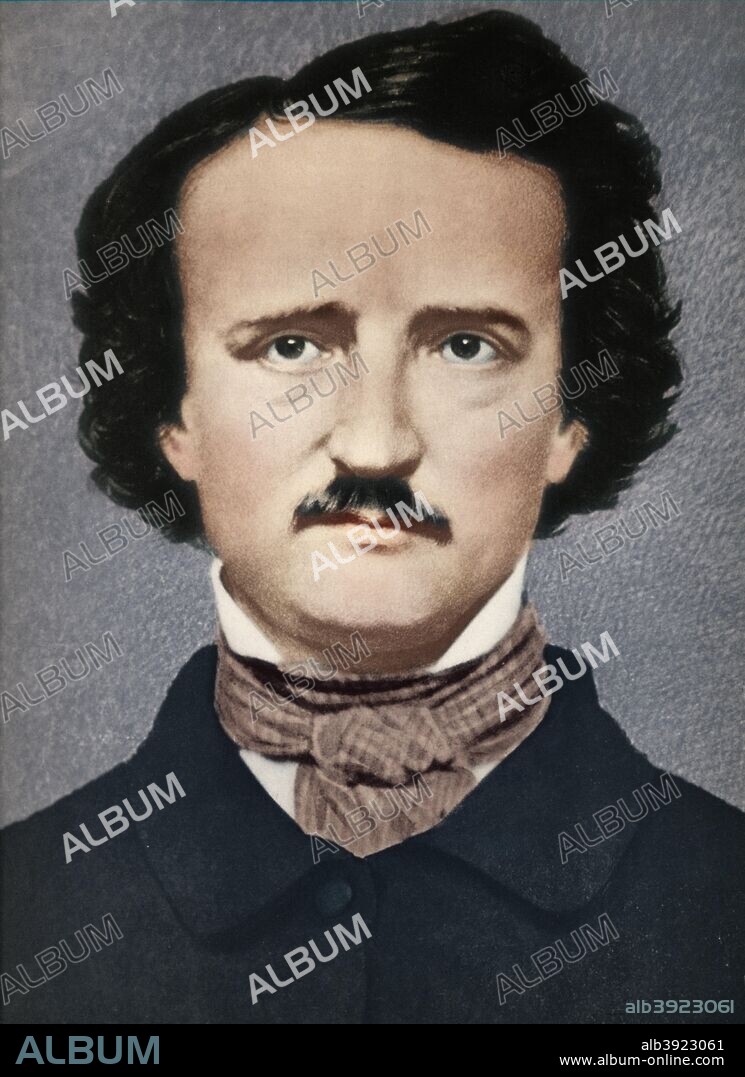 'Edgar Allan Poe', c1840, (1939). Edgar Allan Poe (1809-1849), American author and poet. From Verve - Nos. 5-6, July-October 1939. [Verve, France, 1939]. (Colorised black and white print).