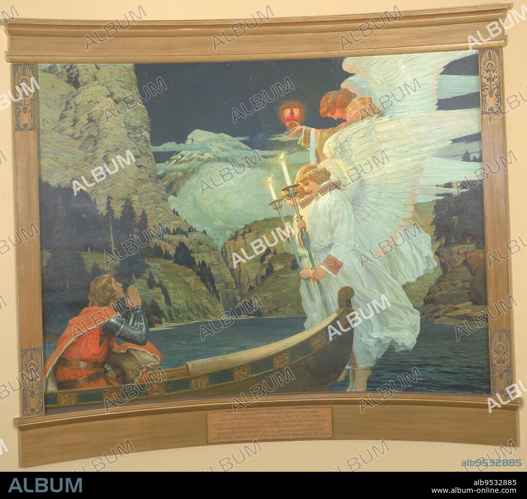 FREDERICK JUDD WAUGH. The Knight of the Holy Grail. oil on canvas. Date: ca. 1912.