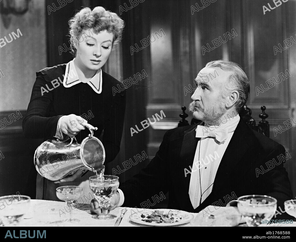 DONALD CRISP and GREER GARSON in THE VALLEY OF DECISION, 1945, directed by TAY GARNETT. Copyright METRO-GOLDWYN-MAYER.