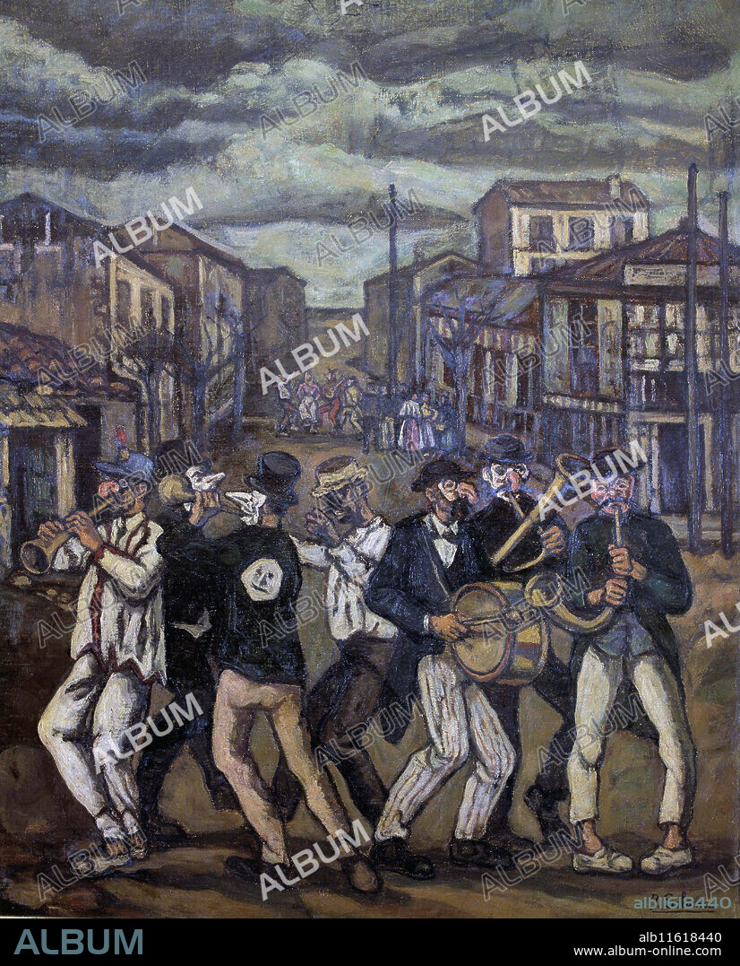 JOSÉ GUTIERREZ SOLANA. JOSE GUTIERREZ SOLANA. PINTOR ESPAÑOL . MADRID 1886 - 1945. " MURGA GADITANA " , OLEO 1935. CARNAVAL. COLECCION PARTICULAR . BARCELONA. ATENCION: AUTOR CONTEMPORANEO SUJETO A COPYRIGHT ©. EL CLIENTE FINAL ES RESPONSABLE DE LA GESTION DE LOS DERECHOS DE AUTOR CON LAS SOCIEDADES EXISTENTES DE GESTION DE DERECHOS O DIRECTAMENTE CON LOS ORGANISMOS TITULARES DE LOS MISMOS.
