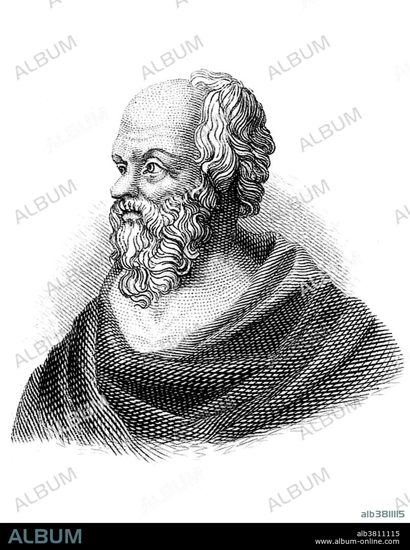 Socrates (469-399 BC) was a classical Greek Athenian philosopher. Credited as one of the founders of Western philosophy, he is known chiefly through the accounts of later classical writers, especially the writings of his students Plato and Xenophon, and the plays of his contemporary Aristophanes. Socrates is renowned for his contribution to the field of ethics and the concept of Socratic method (a form of inquiry and debate between individuals with opposing viewpoints based on asking and answering questions to stimulate critical thinking and to illuminate ideas, dialectical). Socrates made important and lasting contributions to the fields of epistemology and logic. In 399 BC Socrates was tried on the basis of two notoriously ambiguous charges: corrupting the youth and impiety. He was accused of "failing to acknowledge the gods that the city acknowledges" and "introducing new deities." Socrates was declared guilty and sentenced to death by drinking a mixture containing poison hemlock. Engraving by J.W. Cook, 1825.
