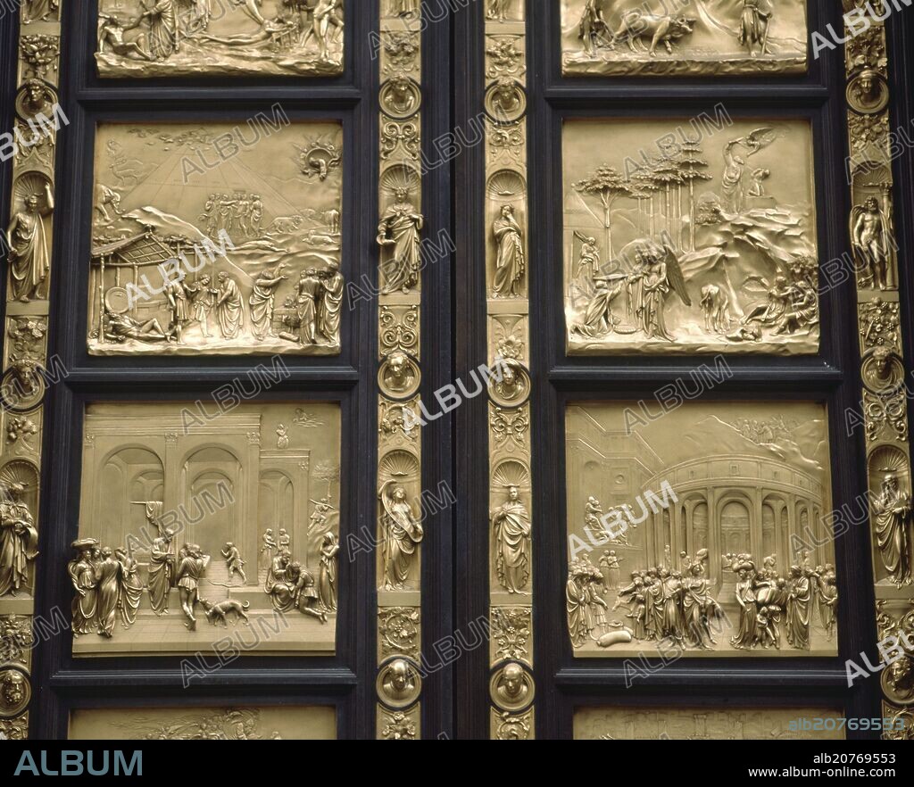 LORENZO GHIBERTI (1378-1455). DETALLE DE LAS PUERTAS DEL PARAISO CON ESCENAS DEL ANTIGUO TESTAMENTO, 1424/1452.