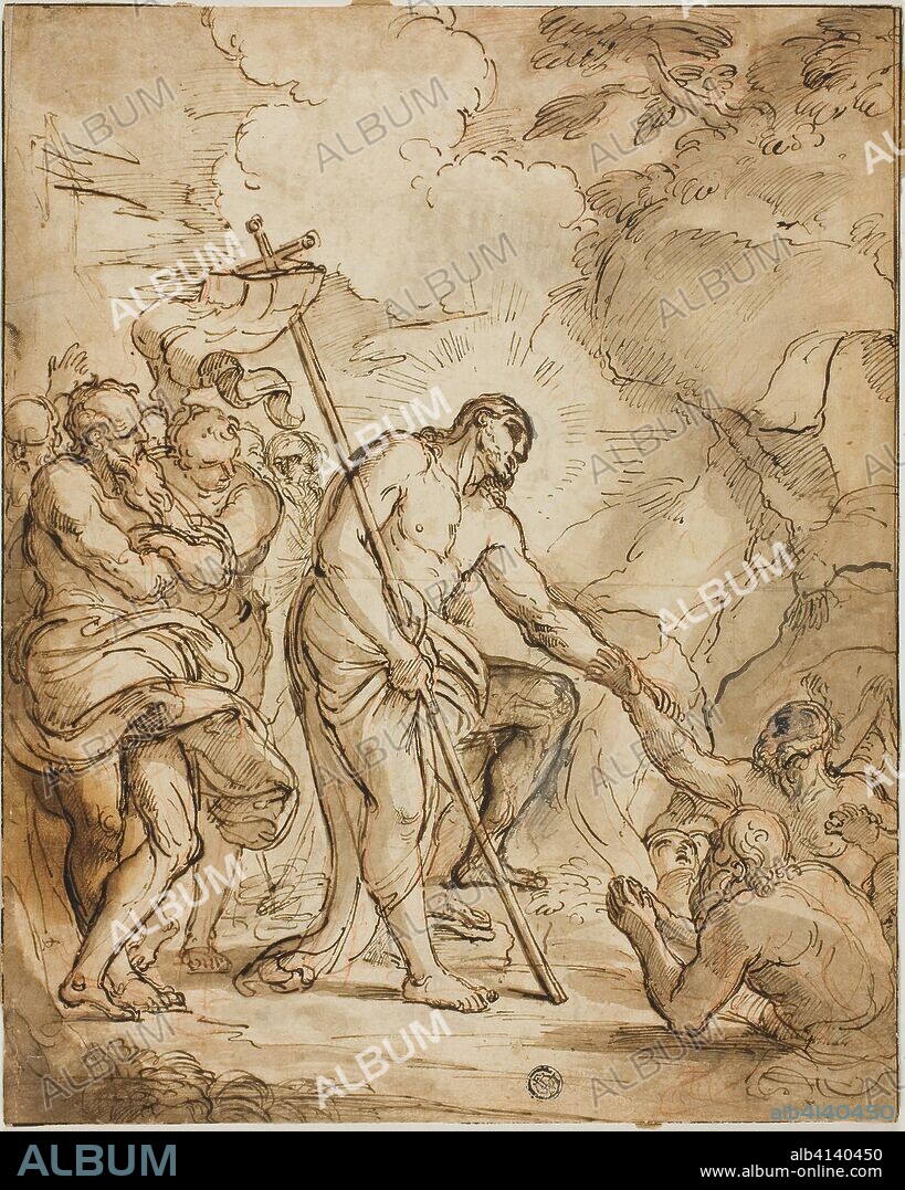 Descent into Limbo. possibly Style of Domenico Maria Canuti; Italian, 1620-1684. Date: 1640-1684. Dimensions: 316 × 253 mm. Pen and brown ink with brush and brown wash, over red chalk, on ivory laid paper, laid down on ivory laid paper. Origin: Italy.