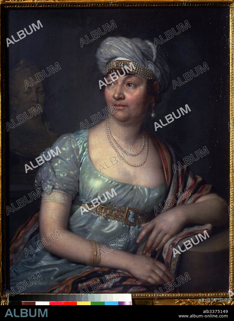 VLADIMIR LUKICH BOROVIKOVSKY. Portrait of the author Baronne Anne Louise Germaine de Staël (1766-1817).