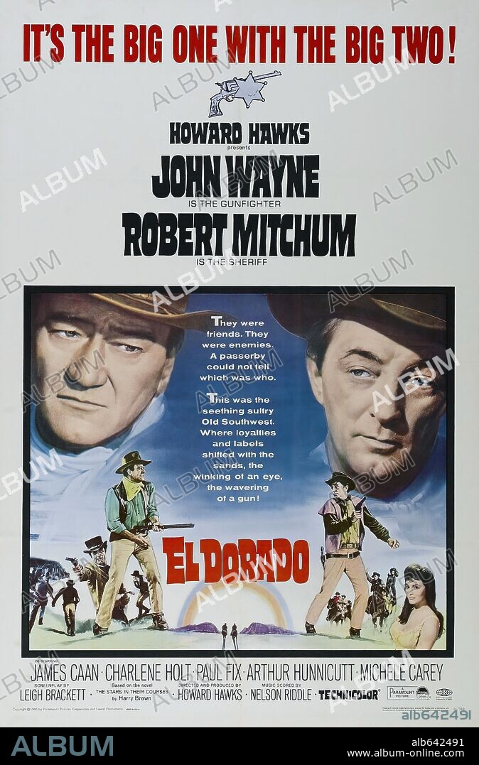 Poster of EL DORADO, 1966, directed by HOWARD HAWKS. Copyright PARAMOUNT PICTURES.