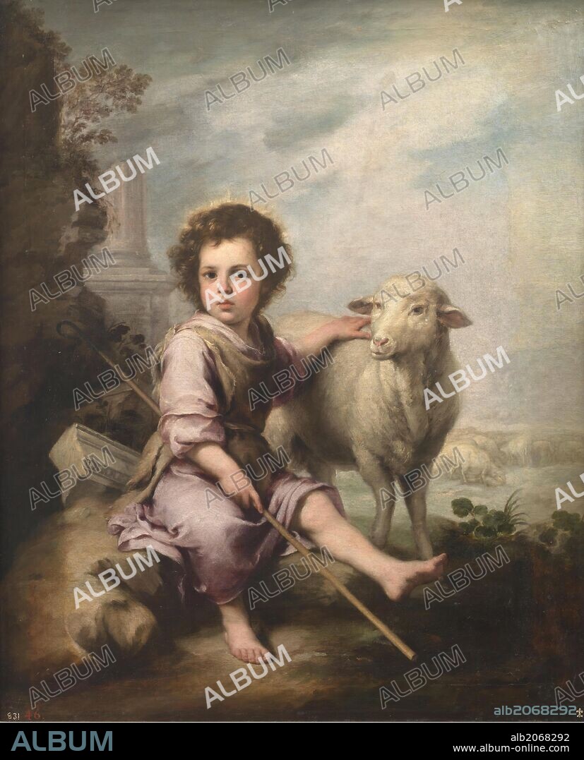 BARTOLOMÉ ESTEBAN MURILLO. Bartolomé Esteban Murillo / 'El Buen Pastor', Hacia 1660, Escuela Española, Óleo sobre Lienzo, 123 cm x 101,7 cm, P00962.