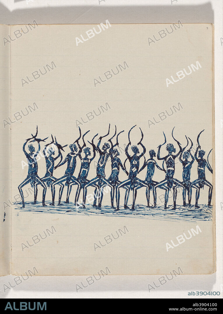 TOMMY MCRAE-KWATKWAT PEOPLE. (Corroboree) Sketchbook mainly of activities of Aboriginals and Whites. Date/Period: 1890. Drawing. Height: 202 mm (7.95 in); Width: 164 mm (6.45 in).