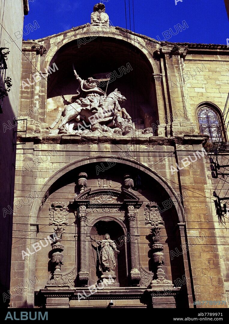 JUAN RAÓN. REPRESENTACION DE SANTIAGO MATAMOROS EN LA FACHADA MERIDIONAL DE LA IGLESIA DE SANTIAGO EL REAL - 1660.